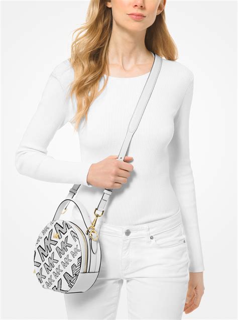 michael kors delaney crossbody|Delaney Medium Logo Embossed Leather Canteen Crossbody .